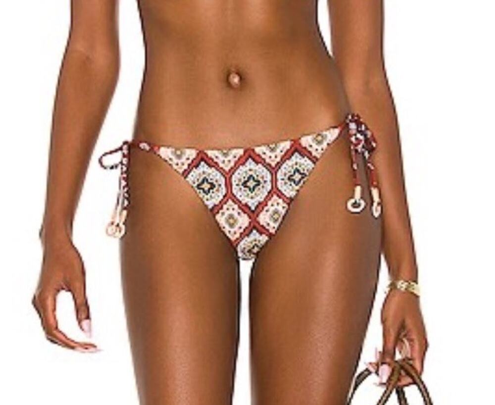 NWT Agua Bendita Womens Kezia Alegria Aztec Funky Print Bikini Bottom Beads XL